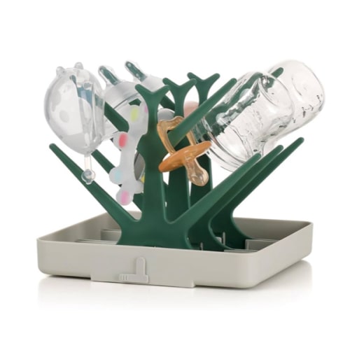 haakaa Baby Bottle Drying Rack, Space Saving Bottle Drying Tree for Bottles/Pump Parts/Pacifiers and Other Baby Essentials, Easy-Store Dryer Rack Great for Home & Travel, BPA Free (Forest Green)