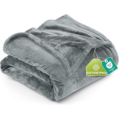 Utopia Bedding Fleece Blanket Twin Size Ash Grey 300GSM Luxury Anti-Static Fuzzy Soft Microfiber Bed Blanket (60x80 Inch)
