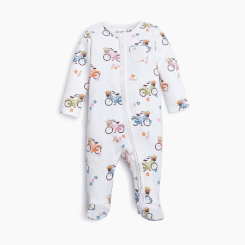 Tiny Kind The Printed Zip Up Footie - Flower Bike, 0-3 M