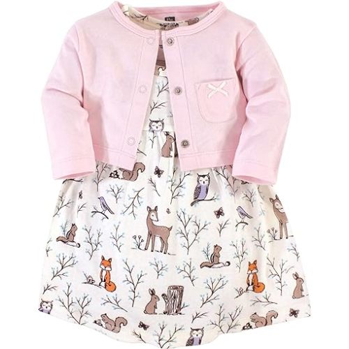 Hudson Baby Baby Girls' Cotton Dress and Cardigan Set