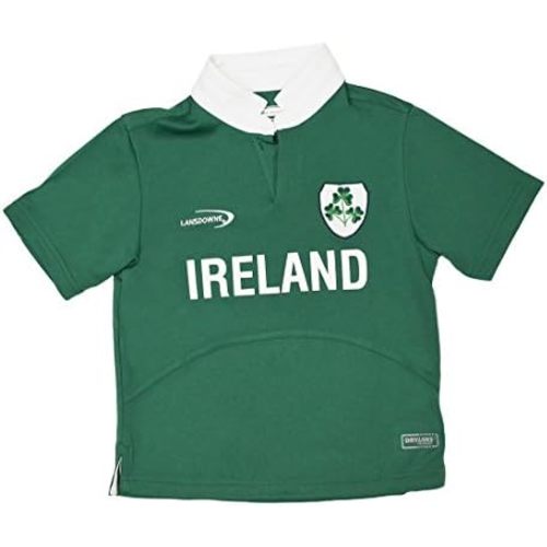 Lansdowne Green Ireland Shamrock Crest Performance Short Sleeve Kids Rugby Shirt