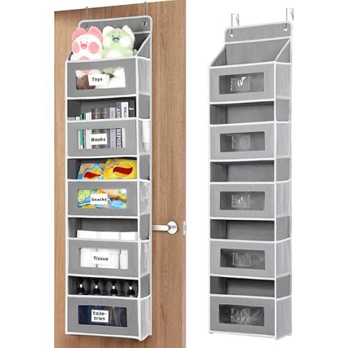 Over The Door Organizer, 5 Shelf Door Organizers Hanging, Behind The Doors Storage with 5 Pockets, Closet Organizers for Bedroom and Nursery