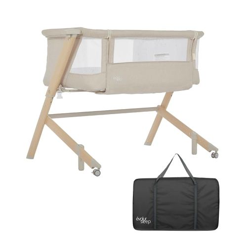 Stellar Bassinet and Bedside Sleeper, Easy to Fold and Carry, Lightweight and Portable Baby Bassinet, Height Adjustable, Mattress Pad Included, Beige