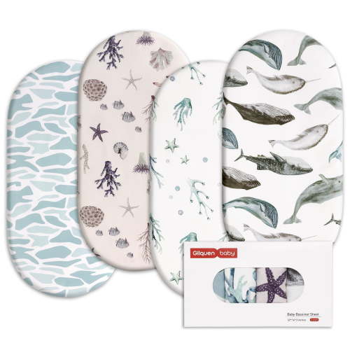 Gllquen Baby Bassinet Sheet Set 4 Pack Newborn Baby Boys Grils 32"X16", Marine