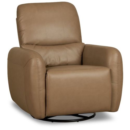 Eve Brown Lthr/vinyl Power Swivel Glider Recliner