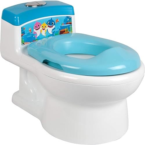 The First Years Pinkfong Baby Shark Potty Training Toilet and Toddler Toilet Seat - Potty Training Toilet Seat with Fun Flushing and Cheering Sounds