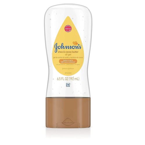 Johnson's Baby Oil Gel, Moisturizing Baby Massage Mineral Oil Enriched with Shea & Cocoa Butter, Dry Skin Relief for Babies, Kids & Adults, Nourishing & Gentle on Delicate Skin, 6.5 fl. oz