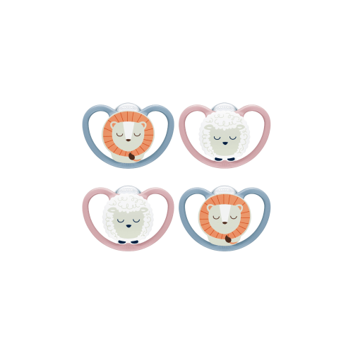 NUK Space Glow-in-The-Dark Orthodontic Pacifiers, 0 to 6 months, 4 Pack