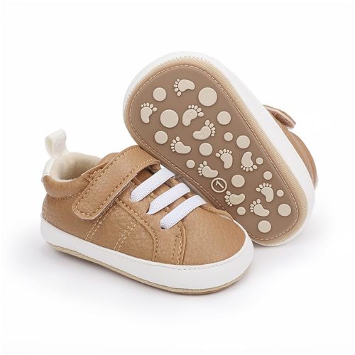 SOFMUO Baby Boys Girls High Top Ankle PU Leather Sneakers Soft Rubber Sole Infant Moccasins Newborn Oxford Loafers Anti-Slip Toddler Wedding Uniform Dress Shoes