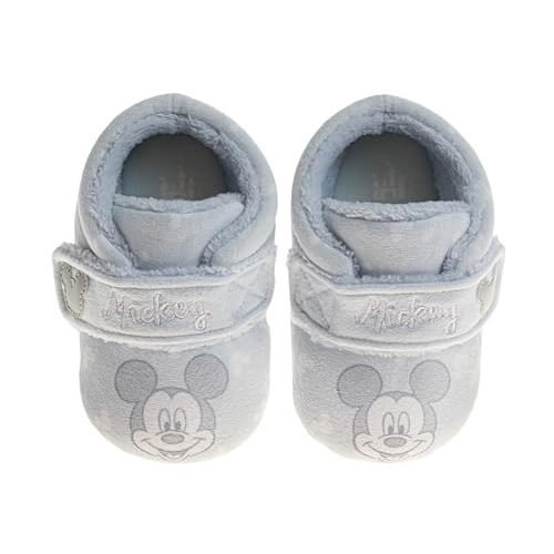 Disney Mickey, Minnie and Winnie the Pooh Baby Booties - Soft Plush Crib Shoes with Strap - Cozy Infant Slippers for Newborns and Babies (Size2,3,4 Infant)