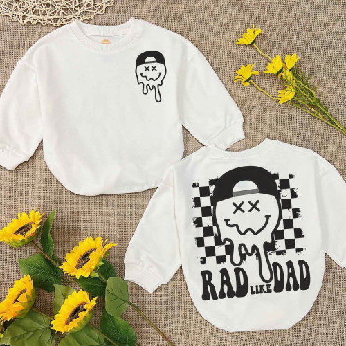 Rad Like Dad Romper- Cute Father's Day Boy Gift- Funny Retro Romper Sweatshirt - I Love My Dad Romper Gift For baby Boy Clothes