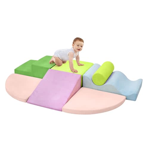 QUCHI Climbing Toys for Toddlers, Toddler Climbing Toys Indoor, 7-Piece Soft Foam Climbing Blocks Set, Toddler Playtime Corner Climber Indoor Foam Play Gym for Climbing Crawling and Sliding