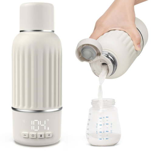 Portable Bottle Warmer for Travel, 2.5 Min Fast Heating for Breast Milk and Formula, 17oz Large Capacity