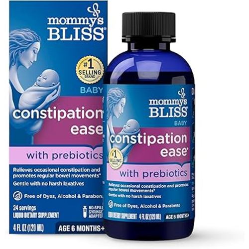 Mommy's Bliss Constipation Ease + Prebiotics, Relieves Occasional Constipation, Gentle & Safe, No Harsh Laxatives, 4 Fl Oz Bottle (Pack of 1)