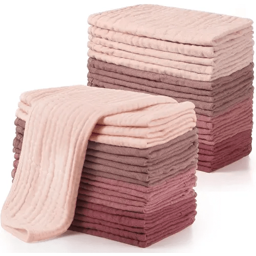 Buryeah 20 Pcs Large 20 x 10 Inch Burp Cloths Multi Colors Washcloths Baby Burping Cloth Diapers 6 Absorbent Layers Face Towels (Retro Colors)