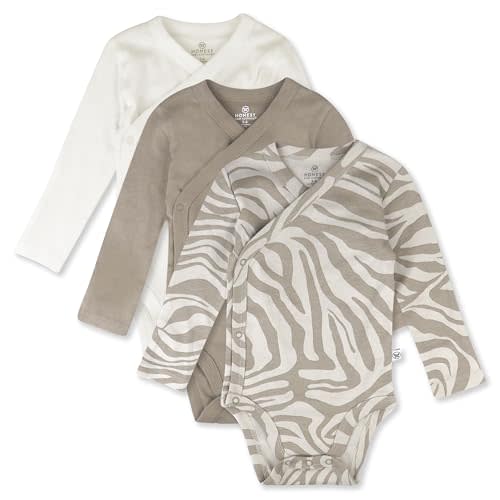 HonestBaby Baby Long Sleeve Side-Snap Organic Cotton Kimono Bodysuits (3 Pack)