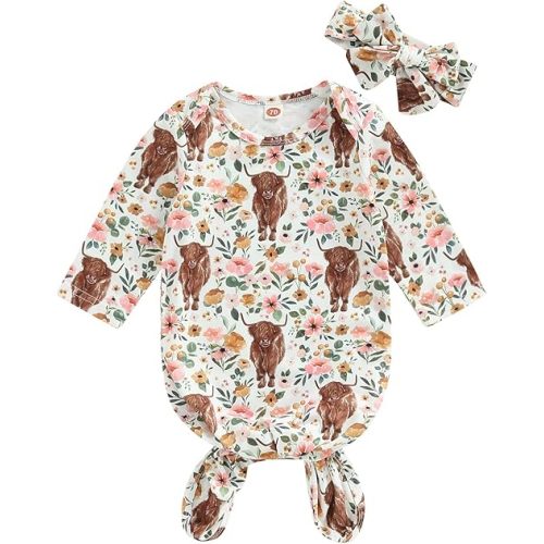CIYCUIT Knotted Baby Gowns Newborn Coming Home from Hospital Outfit