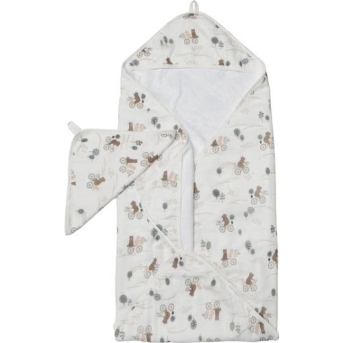 Print Muslin Hooded Towel & Washcloth Set