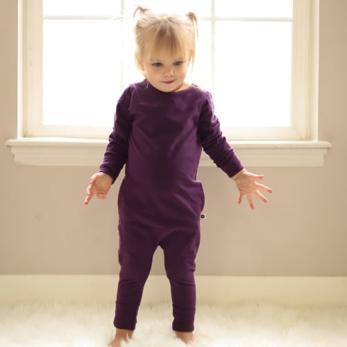 Naturals - Long Sleeve Romper - Eggplant – bumblitostore