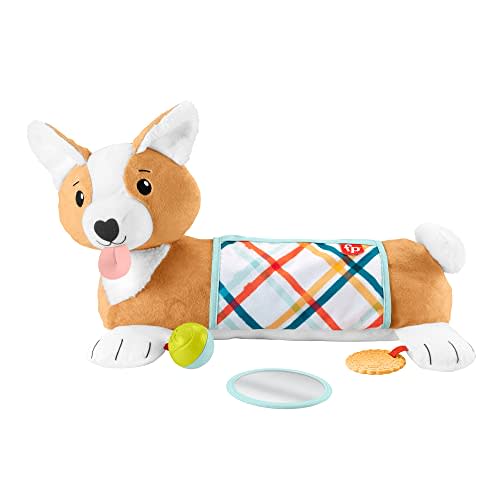Fisher-Price Baby Toy 3-in-1 Puppy Tummy Time Wedge Support with Mirror, Teether & Rattle for Developmental Play Newborns Ages 0+ Months