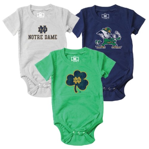 Infant Wes & Willy Navy/Green/White Notre Dame Fighting Irish Three-Pack Bodysuit Set