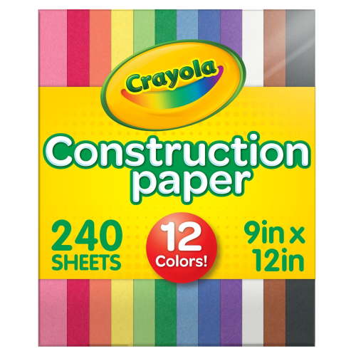 Crayola 240 Sheets Colored Construction Paper Set, Art Drawing Supplies for Kids, 10 Assorted Colors, School Supplies