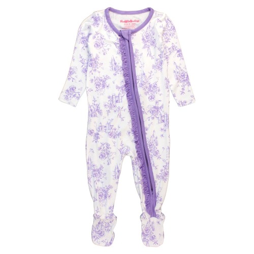 Castle Toile Ruffle Convertible Zip Footie, 12-18M