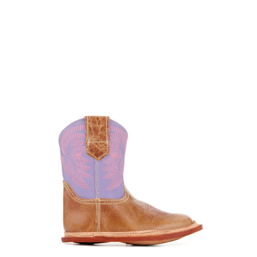 Roper Girls Cowbabies Tan and Purple Square Toe Cowboy Boots