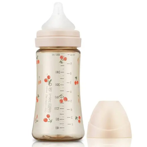 Grosmimi PPSU Baby Bottle, BPA Free (10oz Cherry_Rose Gold)