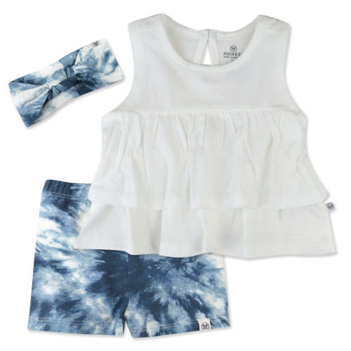 Tiered Shirt, Biker Short & Headband Set | Honest Baby Clothing