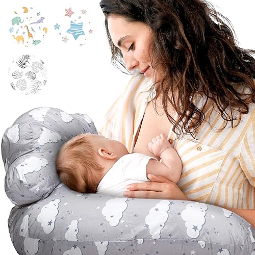 PILLANI Nursing Pillow for Breastfeeding & Bottle Feeding, Support Breast Feeding Pillow for Mom and Baby, with Adjustable Waist Strap, Removable Cotton Cover, Breastfeeding Essentials for Newborn