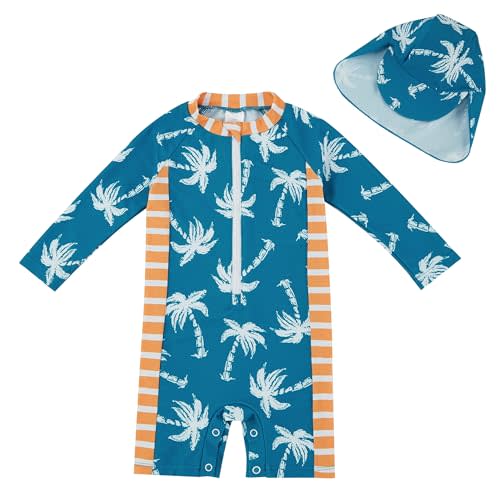 UMELOK Baby Boys UPF 50+ Sun Protection One Piece Rashguard Swimsuit with Snap Bottom