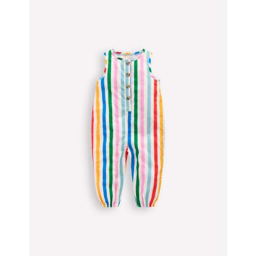Woven Romper-Rainbow Multi Stripe