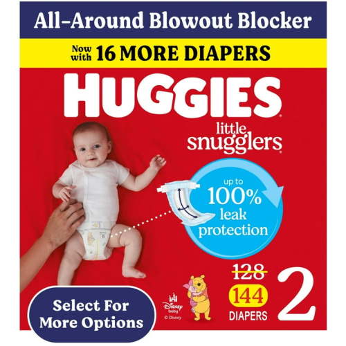 Huggies Little Snugglers Baby Diapers, Size 2 (12-18 lbs), 144 Ct (Select for More)