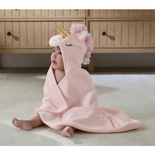 Pink Unicorn Plush Baby Hooded Towel