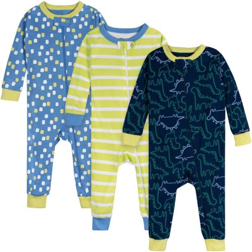 Onesies Brand Baby Boys' 3-Pack Footless Unionsuits, Dinos, 3-6M