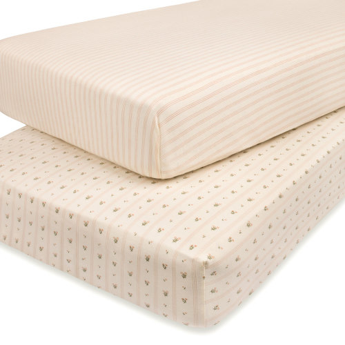 Linear Floral Crib Sheet Set Crib Sheet Set – Ely's & Co.