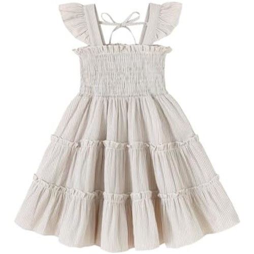 YOUNGER TREE Toddler Girl Dress Baby Girls Summer Clothes Ruffle Sleeve Floral Smock Beach Boho Dresses Sundress
