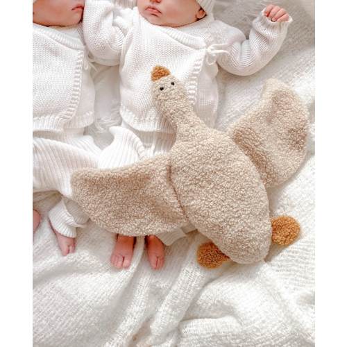Handmade goose teddy, goose toy, boucle goose, boucle toy, newborn comforter