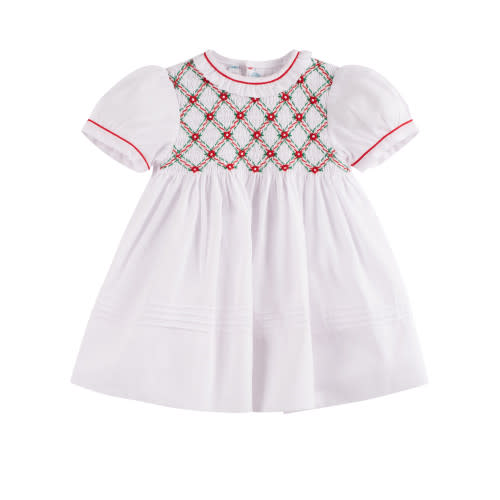 Girls Christmas Smocked Holiday Dress with Flowers I Feltman Brothers