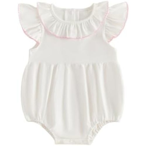 Balaflyie Baby Bubble Romper Girl Summer Ruffle Collar Bodysuit Infant Ruffle Sleeve Clothes