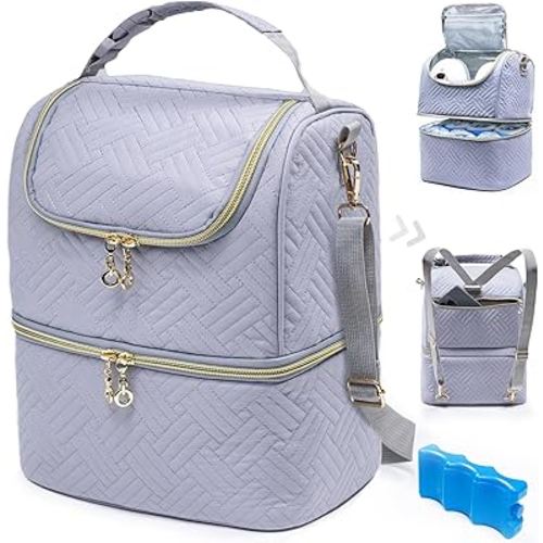 Breastmilk Storage Bag with Ice Pack for 6 Mam Bottles - Breast Pump Bag with Cooler Bag for 6 Baby Bottles Up to 9 Ounce - Breast Milk Pumping Bag, Bottle Cooler Bag for Daycare,Insulated Bottle Bag