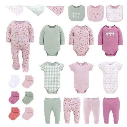 The Peanutshell 23-Piece Baby Girl Clothing Set, Cherry Blossom, 3-6 Months
