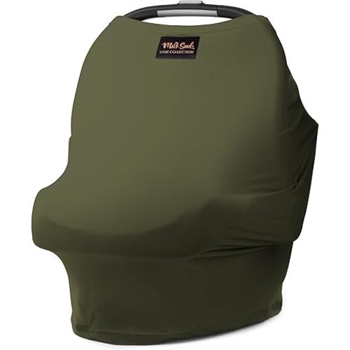 Milk Snob Original 5-in-1 Luxe Cover in Olive - Added Privacy for Breastfeeding, Baby Car Seat, Carrier, Stroller, High Chair, Shopping Cart, Lounger Canopy, Newborn Essentials, Nursing Top