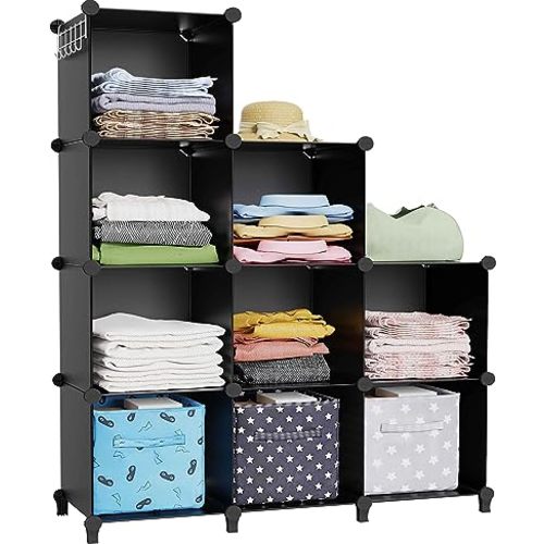 HOMIDEC Closet Organizer, 9-Cube Closet Organizers and Storage, Portable Closet Storage Shelves,Closet Organizer Storage Shelves, Clothes Storage Organizer for Garment Racks, Closet, Wardrobe