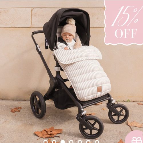 Natural Stripe Linen Pram Cosy