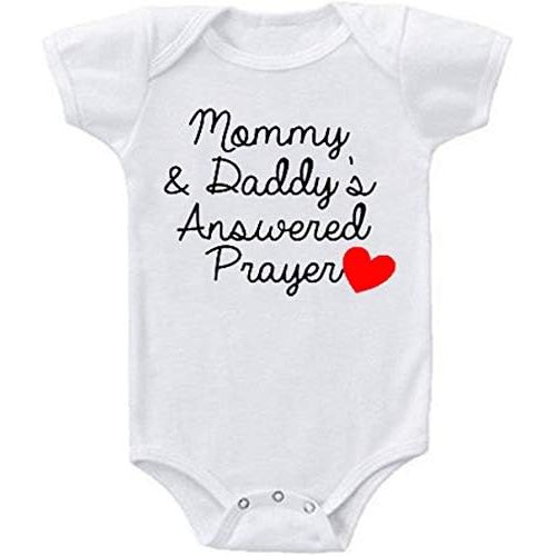 Mommy &Daddy's Answered Prayer Baby Climbing Playsuit Infant Bodysuit Short Sleeve