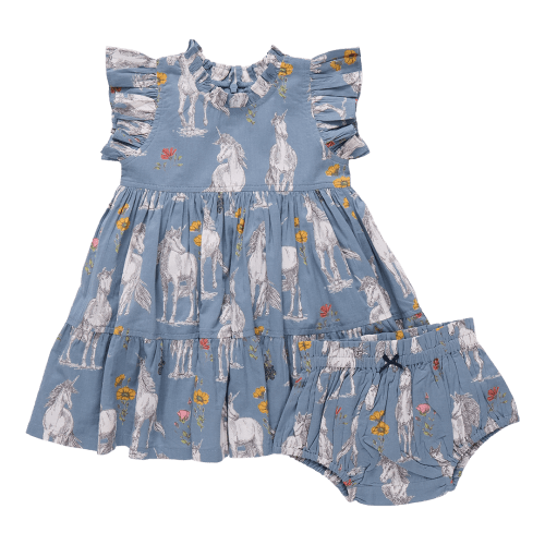 Baby Girls Jennifer Dress Set - Unicorn Field