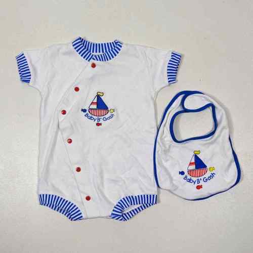 Vintage Baby Bgosh Oshkosh Outfit Baby Boys Size 0-3m Sailboat Bib