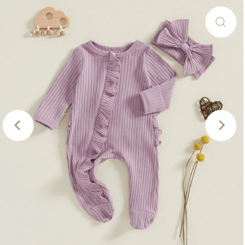 Ribbed Ruffle Footie Set